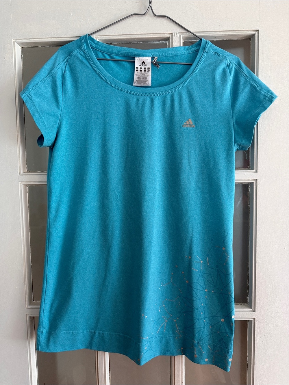 adidas Turquoise Short Sleeve Tee with Subtle Graphic